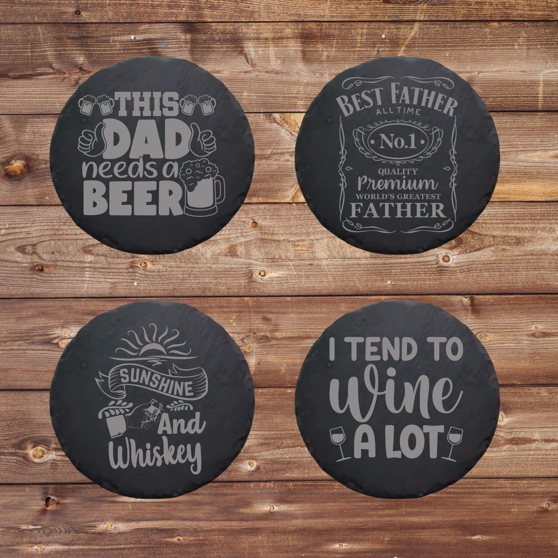 Personalized Engraved Slate Coasters – Custom Drink Coasters – Rustic Stone Coasters for Home, Bar, or Gifts - Contour Supply Co.