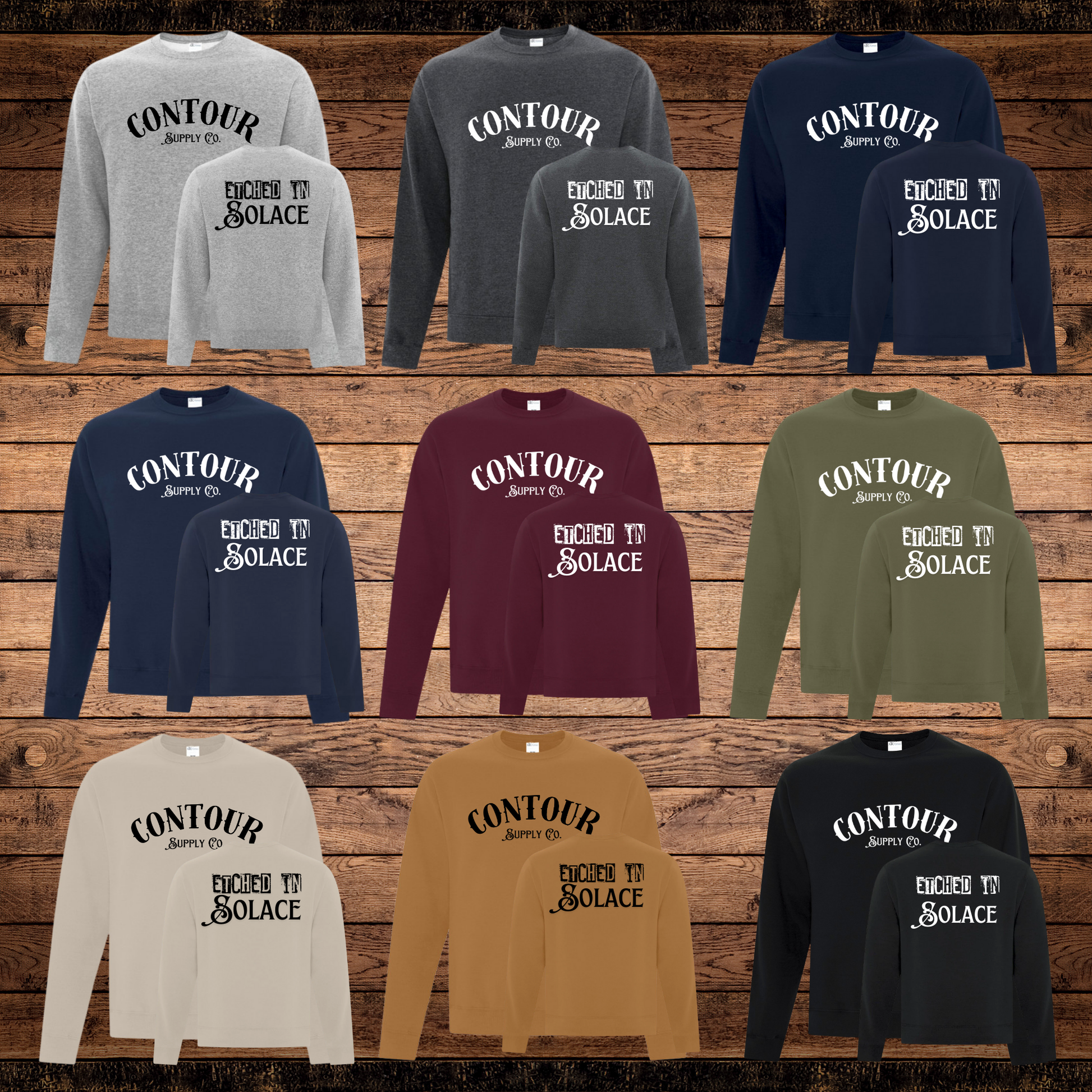 Etched In Solace - Fleece Crew Neck Sweater - Contour Supply Co.