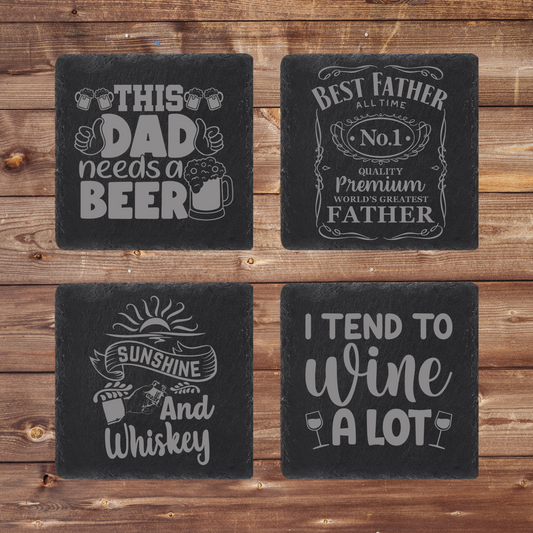 Personalized Engraved Slate Coasters – Custom Drink Coasters – Rustic Stone Coasters for Home, Bar, or Gifts - Contour Supply Co.