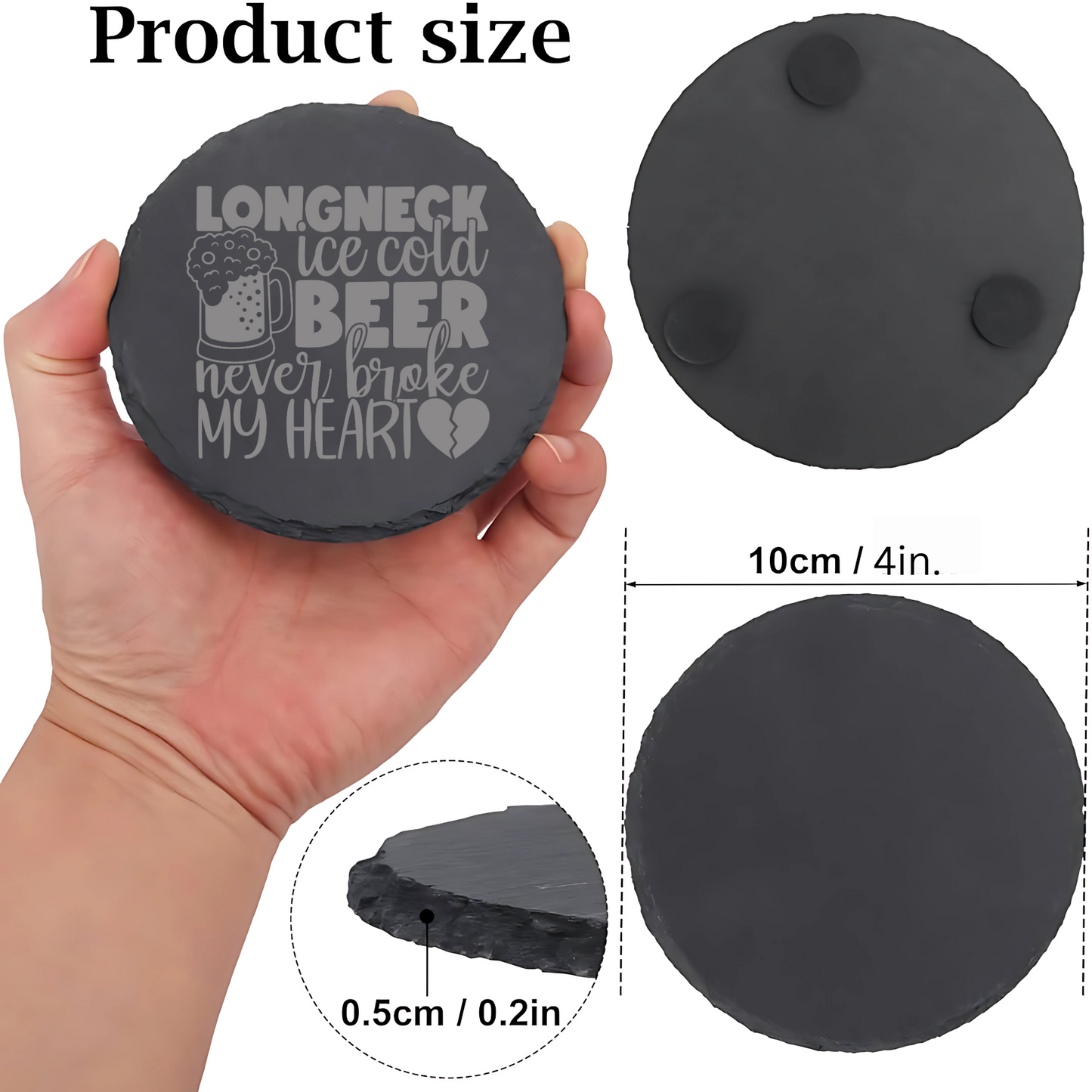 Personalized Engraved Slate Coasters – Custom Drink Coasters – Rustic Stone Coasters for Home, Bar, or Gifts