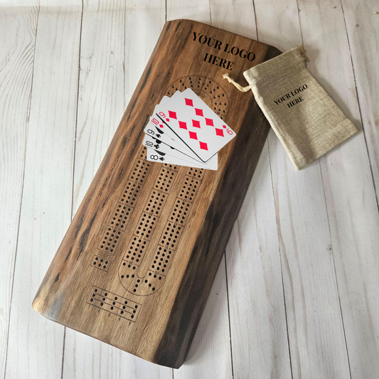 Custom Engraved Walnut Cribbage Board – Live Edge or Straight Edge - Contour Supply Co.