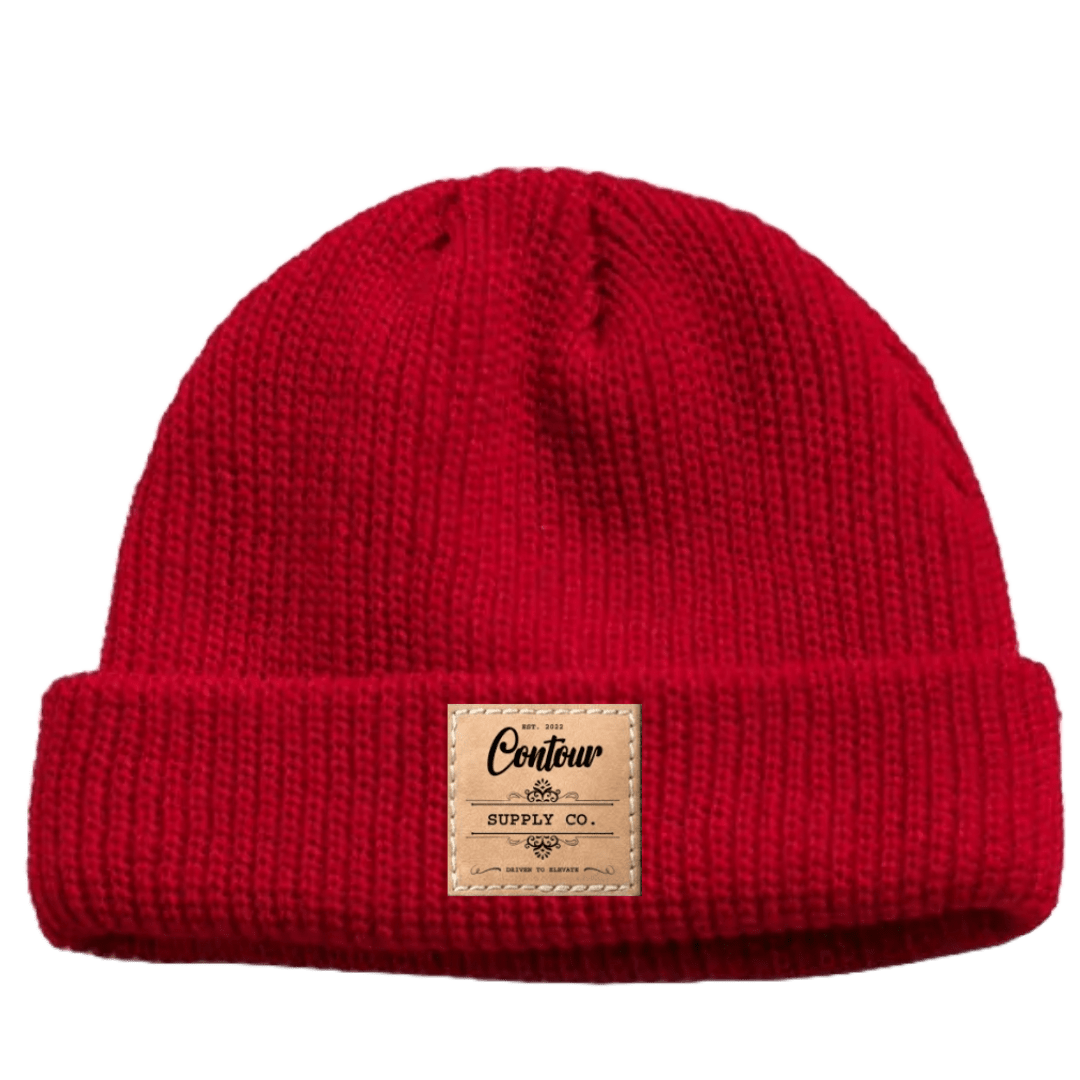 Hat Claret / Brown Leather Patch Imperial - Mini Fisherman Beanie