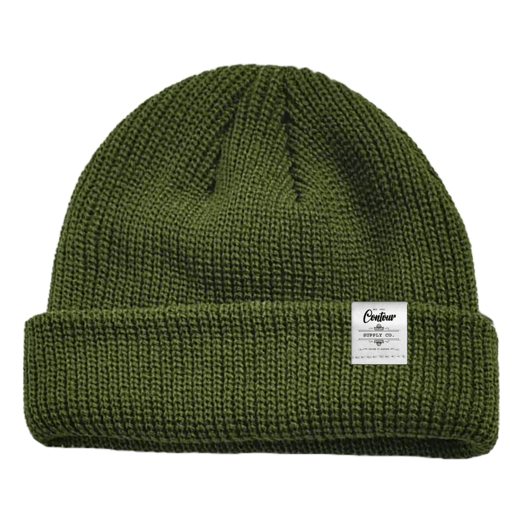 Hat Hunter Green / White Leather Tab Imperial - Mini Fisherman Beanie