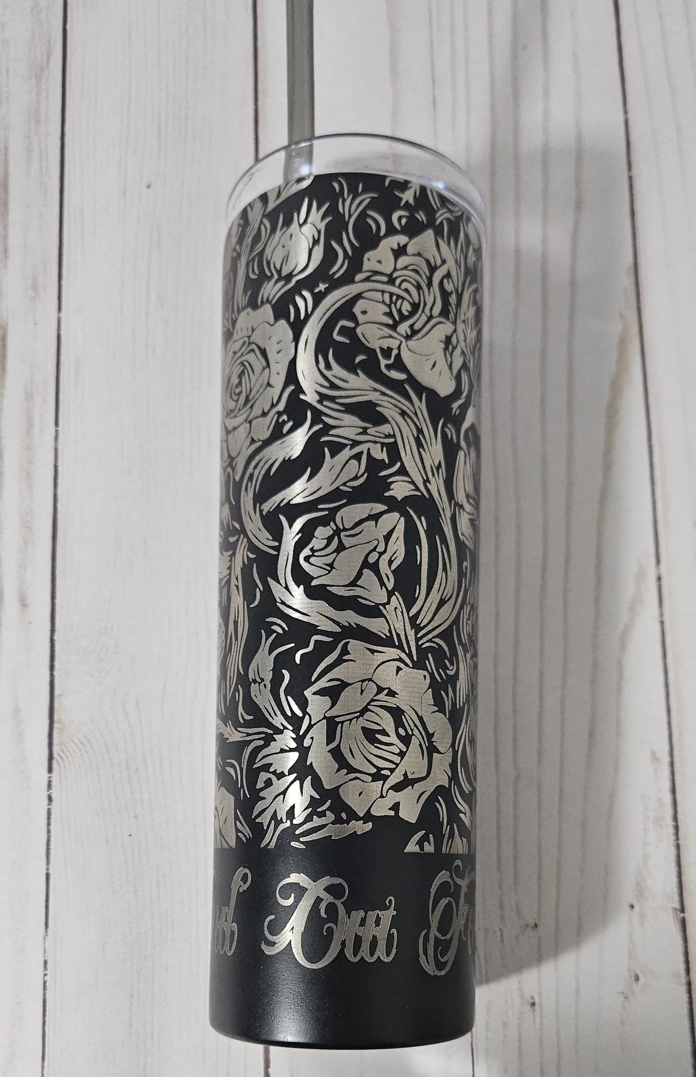 Fuck Around & Find Out - Engraved 20oz Insulated Skinny Tumbler | Skull and Roses Design | Laser Engraved Wrap - Contour Supply Co.