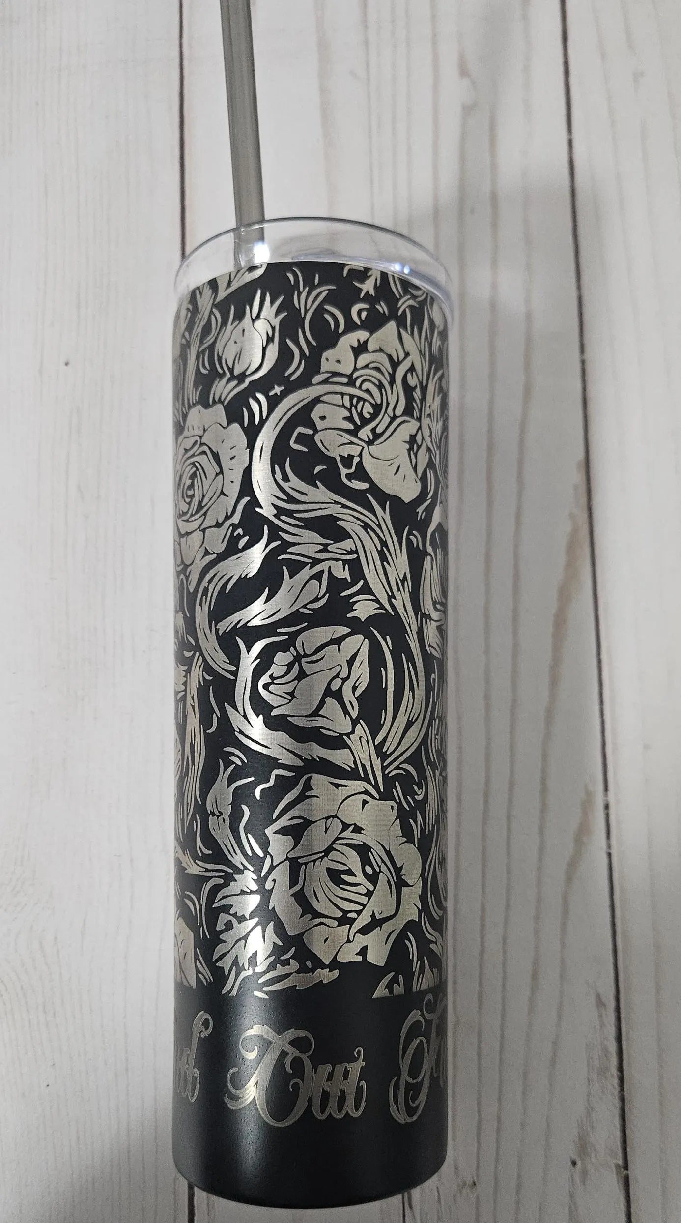 Fuck Around & Find Out - Engraved 20oz Insulated Skinny Tumbler | Skull and Roses Design | Laser Engraved Wrap - Contour Supply Co.