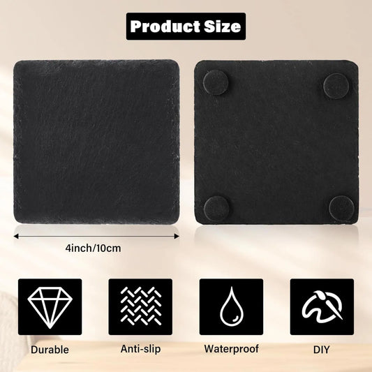 Personalized Engraved Slate Coasters – Custom Drink Coasters – Rustic Stone Coasters for Home, Bar, or Gifts - Contour Supply Co.