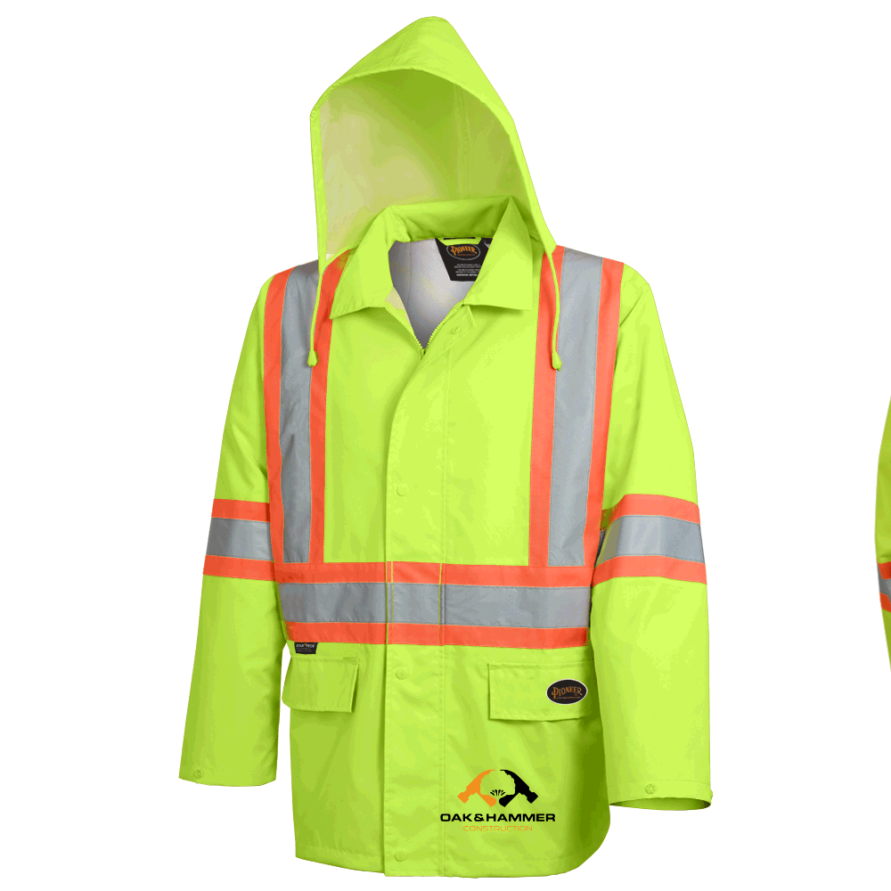 Oak & Hammer - PIONEER 300D Oxford Hi Vis safety rain Jacket - Contour Supply Co.