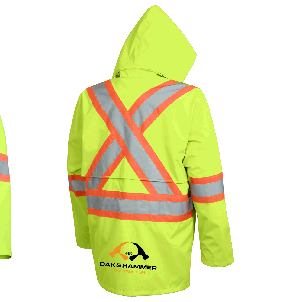 Oak & Hammer - PIONEER 300D Oxford Hi Vis safety rain Jacket - Contour Supply Co.