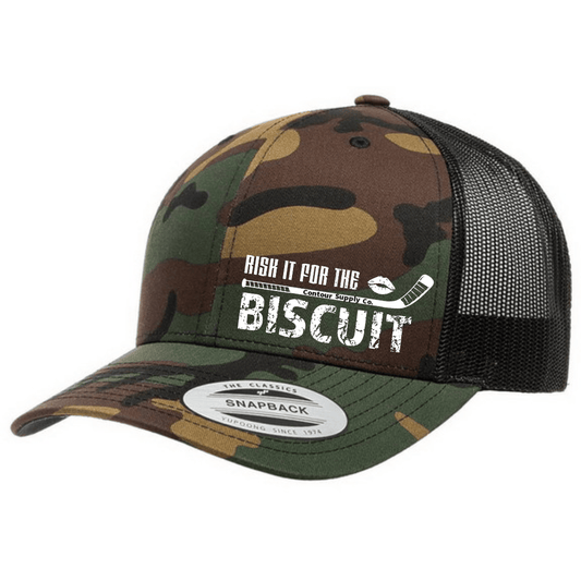Camo/Black Risk It For The Biscuit - Snap back Trucker