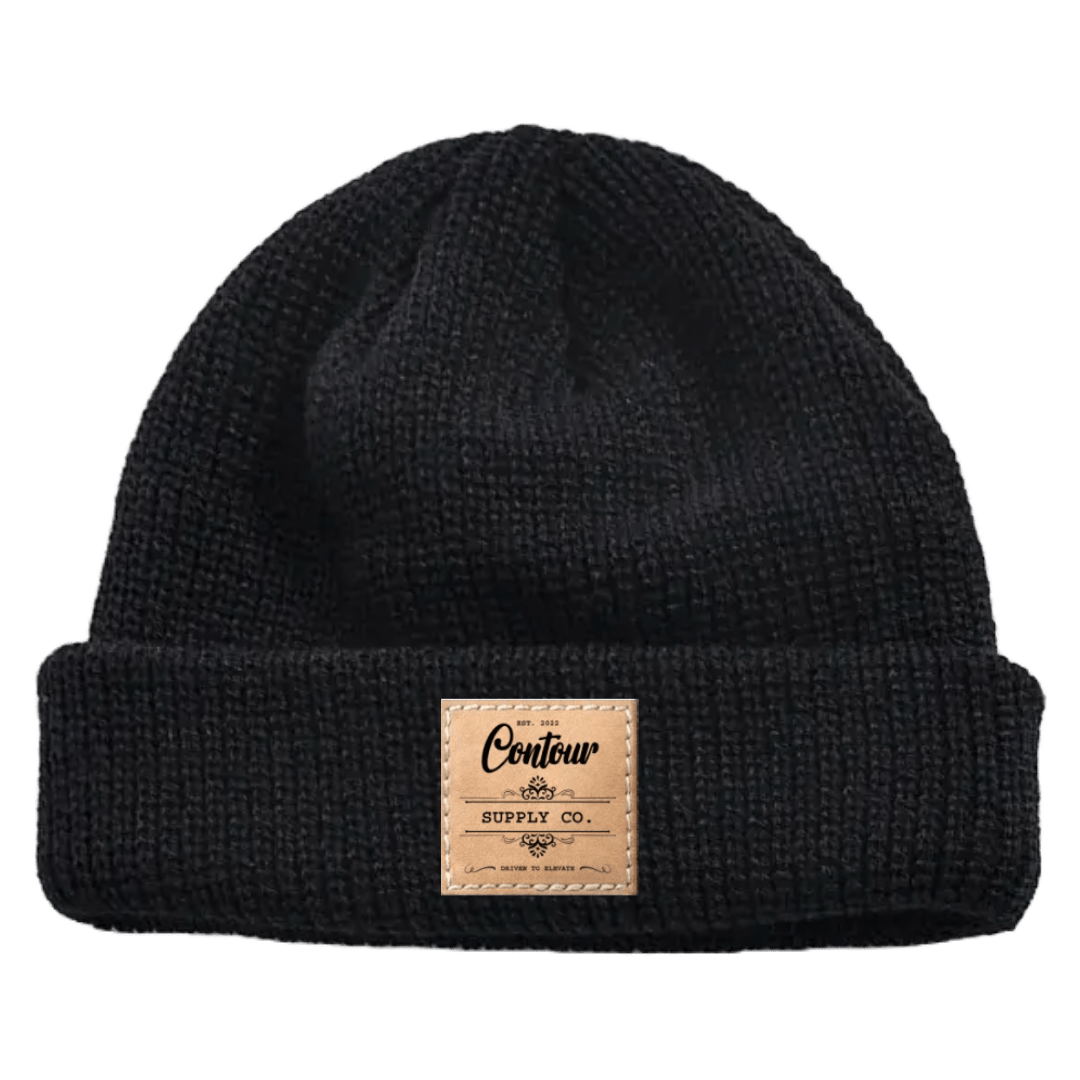 Hat Black / Brown Leather Patch Imperial - Mini Fisherman Beanie