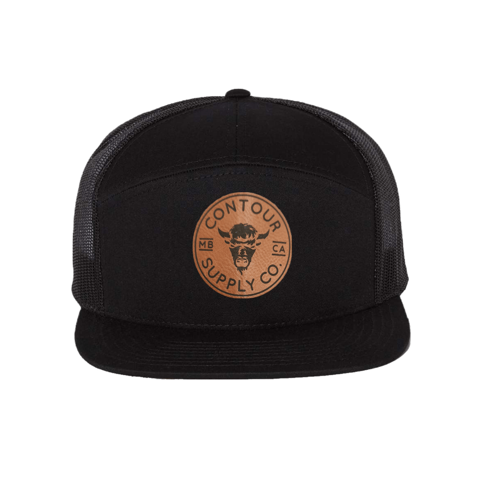 Hat Black / Prairie Giants Leatherette 7-Panel Trucker Hat