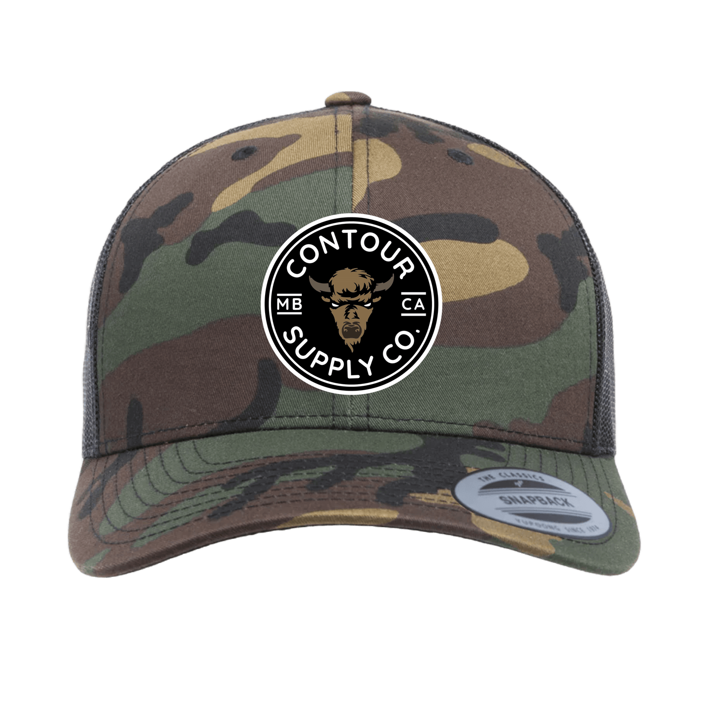 Hat Camo/Black / Embroidered Patch Retro Trucker Snapback