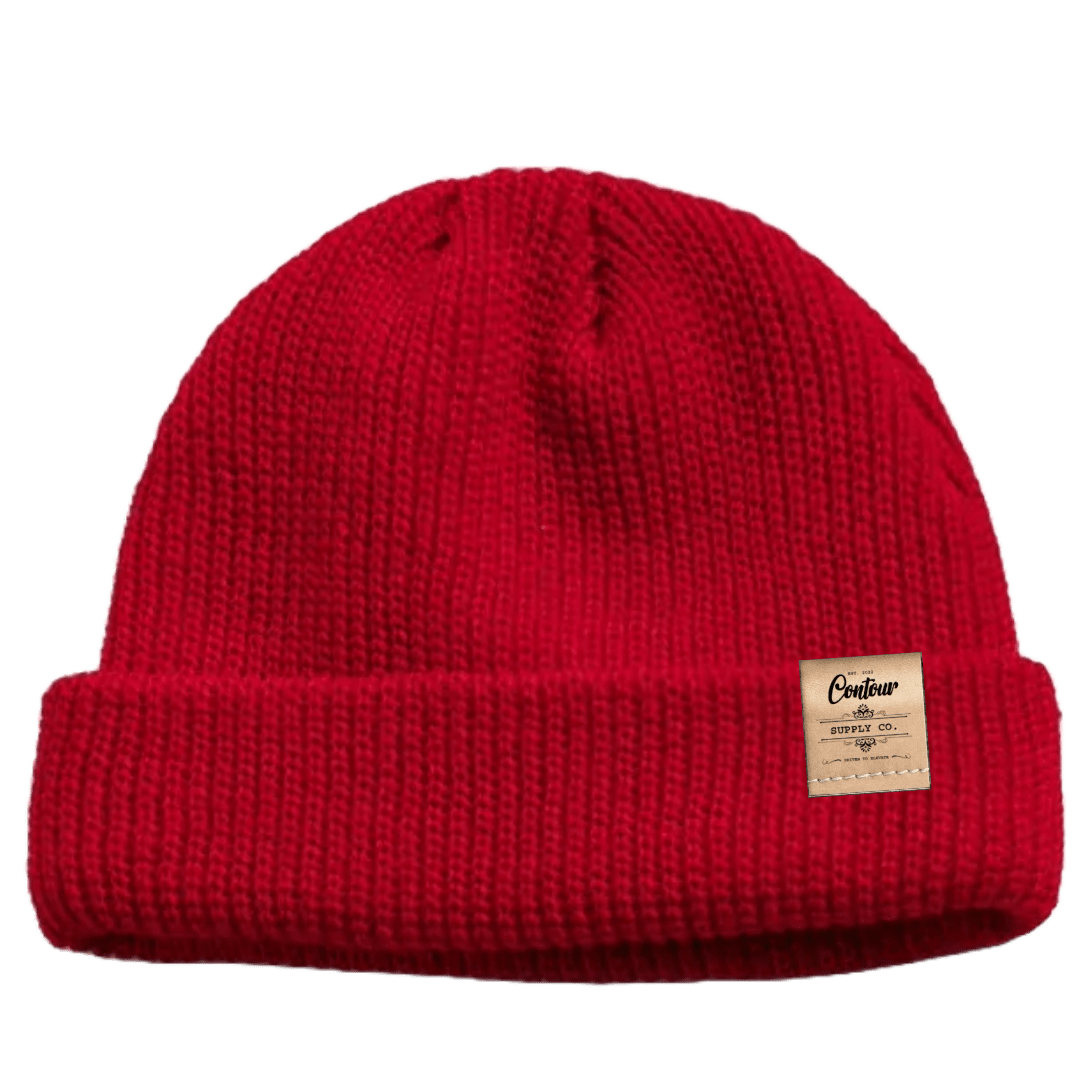 Hat Claret / Brown Leather Tab Imperial - Mini Fisherman Beanie