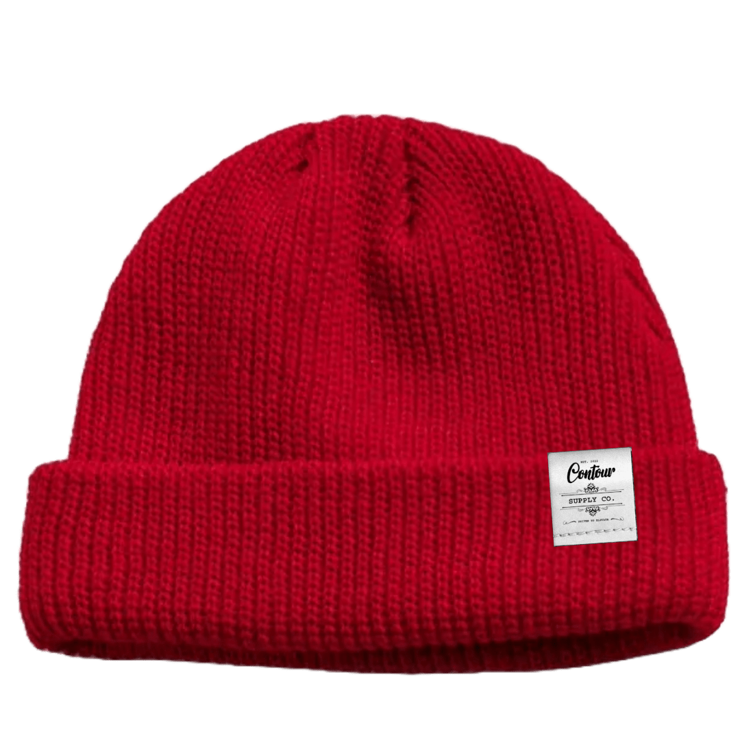 Hat Claret / White Leather Tab Imperial - Mini Fisherman Beanie