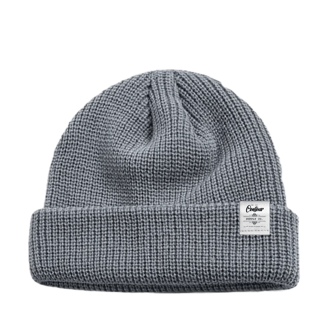 Hat Heather / White Leather Tab Imperial - Mini Fisherman Beanie