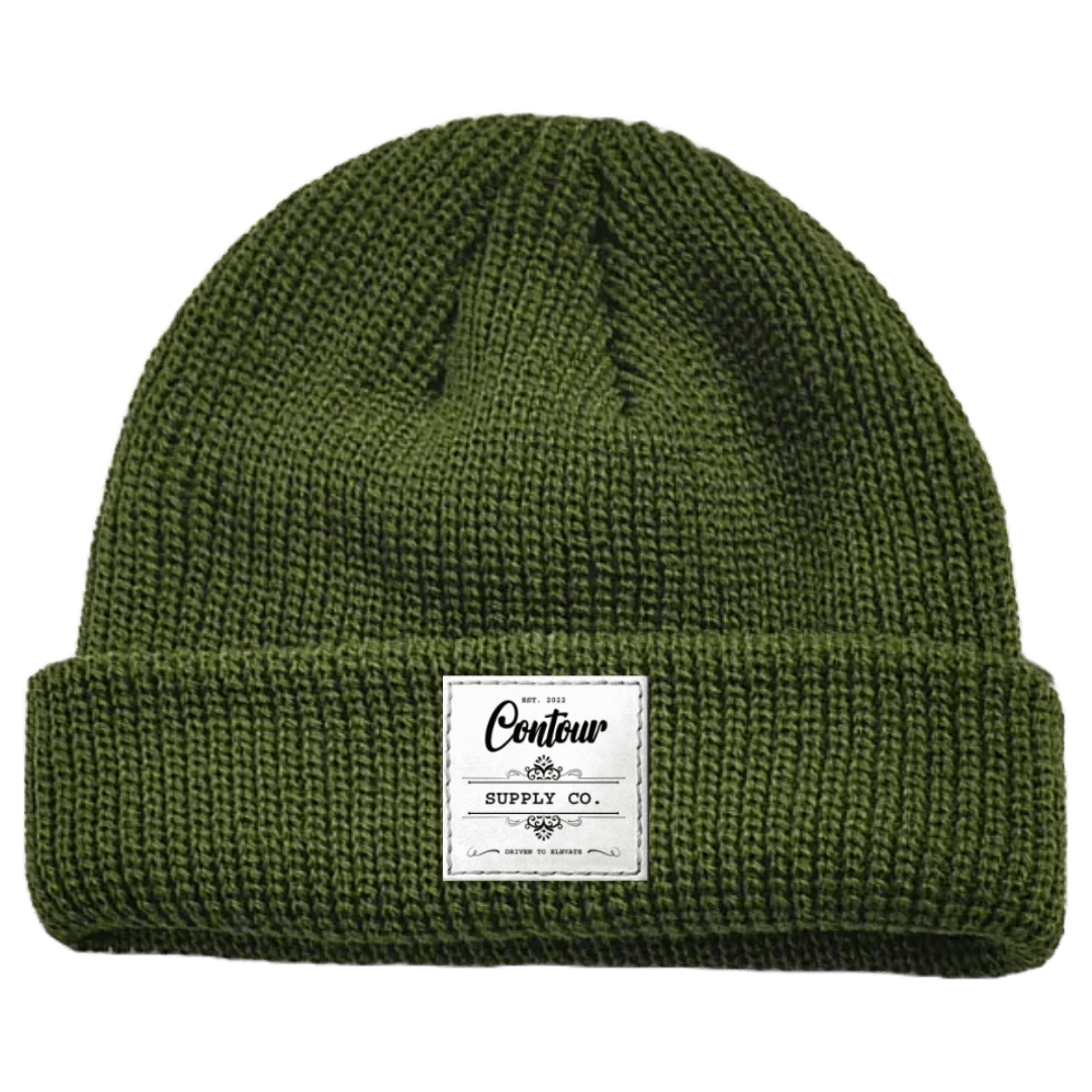 Hat Hunter Green / White Woven/Leather Patch Imperial - Mini Fisherman Beanie