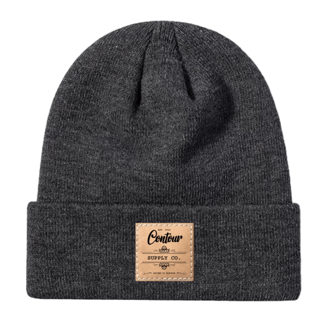 Hats Ash Grey / One size / Brown Leather Patch Imperial - Knit Beanie