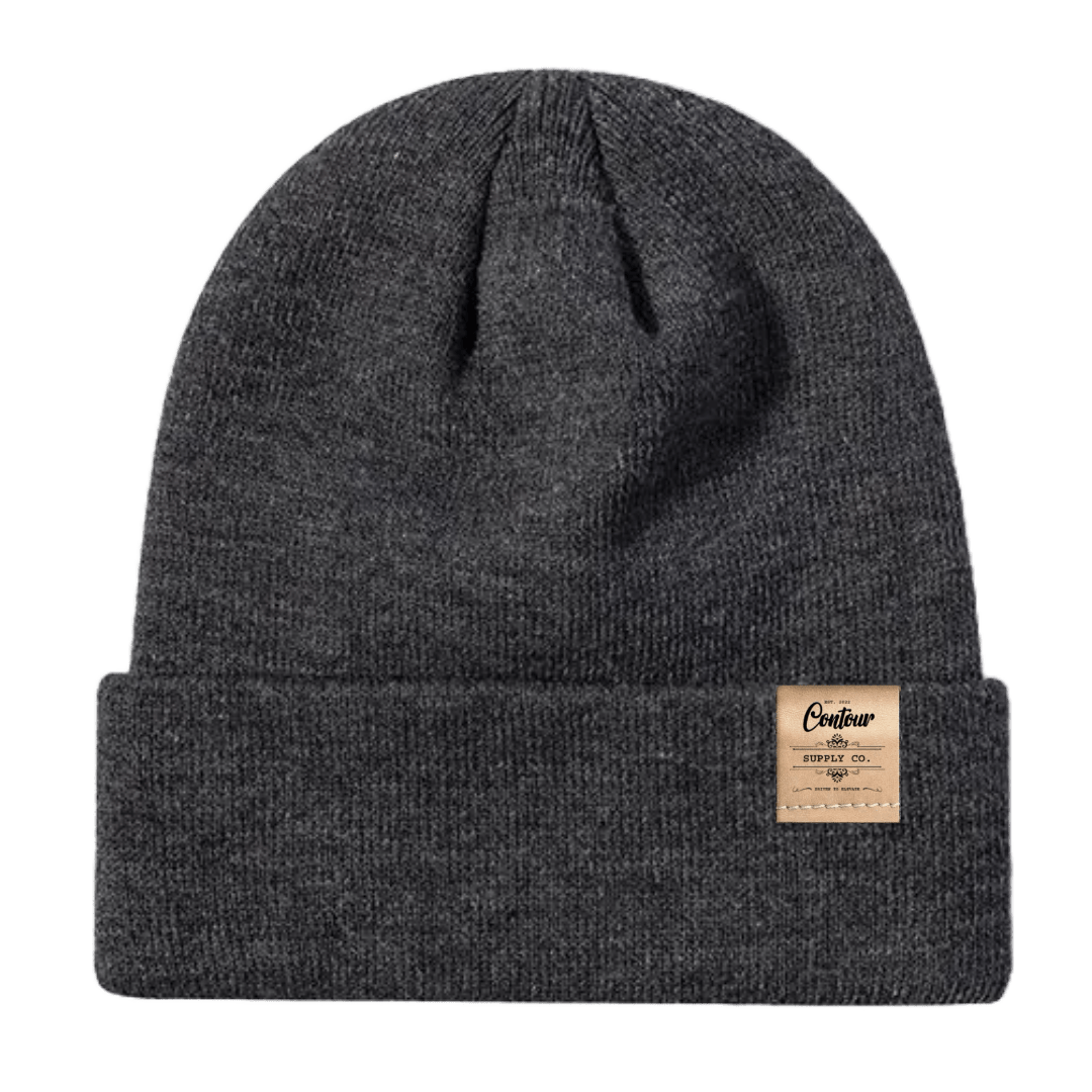 Hats Ash Grey / One size / Brown Leather Tab Imperial - Knit Beanie