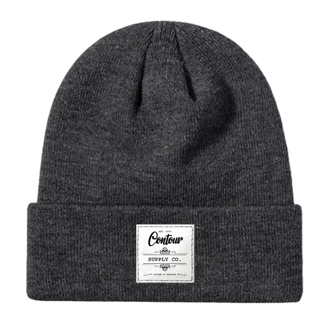 Hats Ash Grey / One size / White Leather Patch Imperial - Knit Beanie