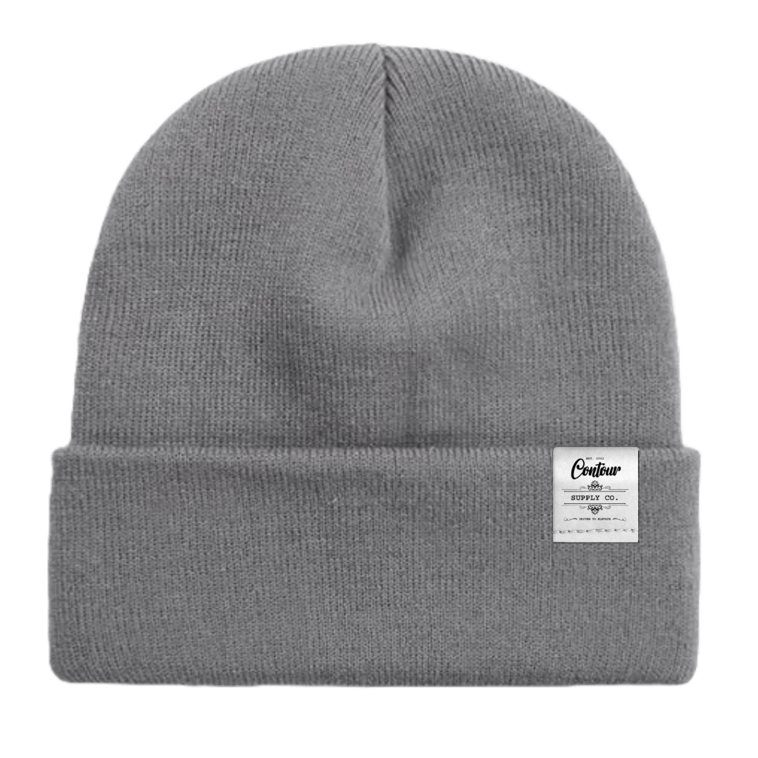 Hats Blue Grey / One size / White Leather Tab Imperial - Knit Beanie