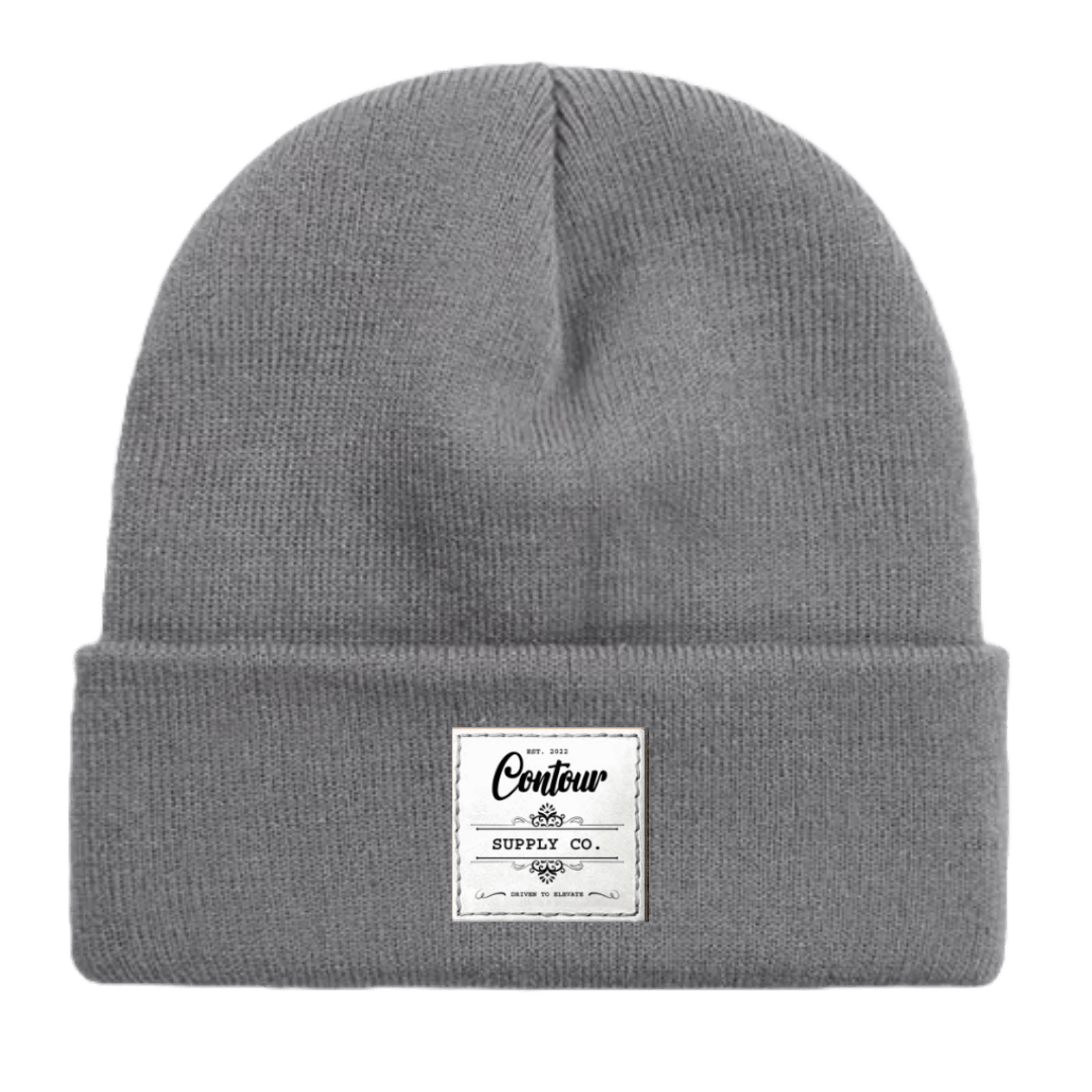 Hats Blue Grey / One size / White Woven Patch Imperial - Knit Beanie