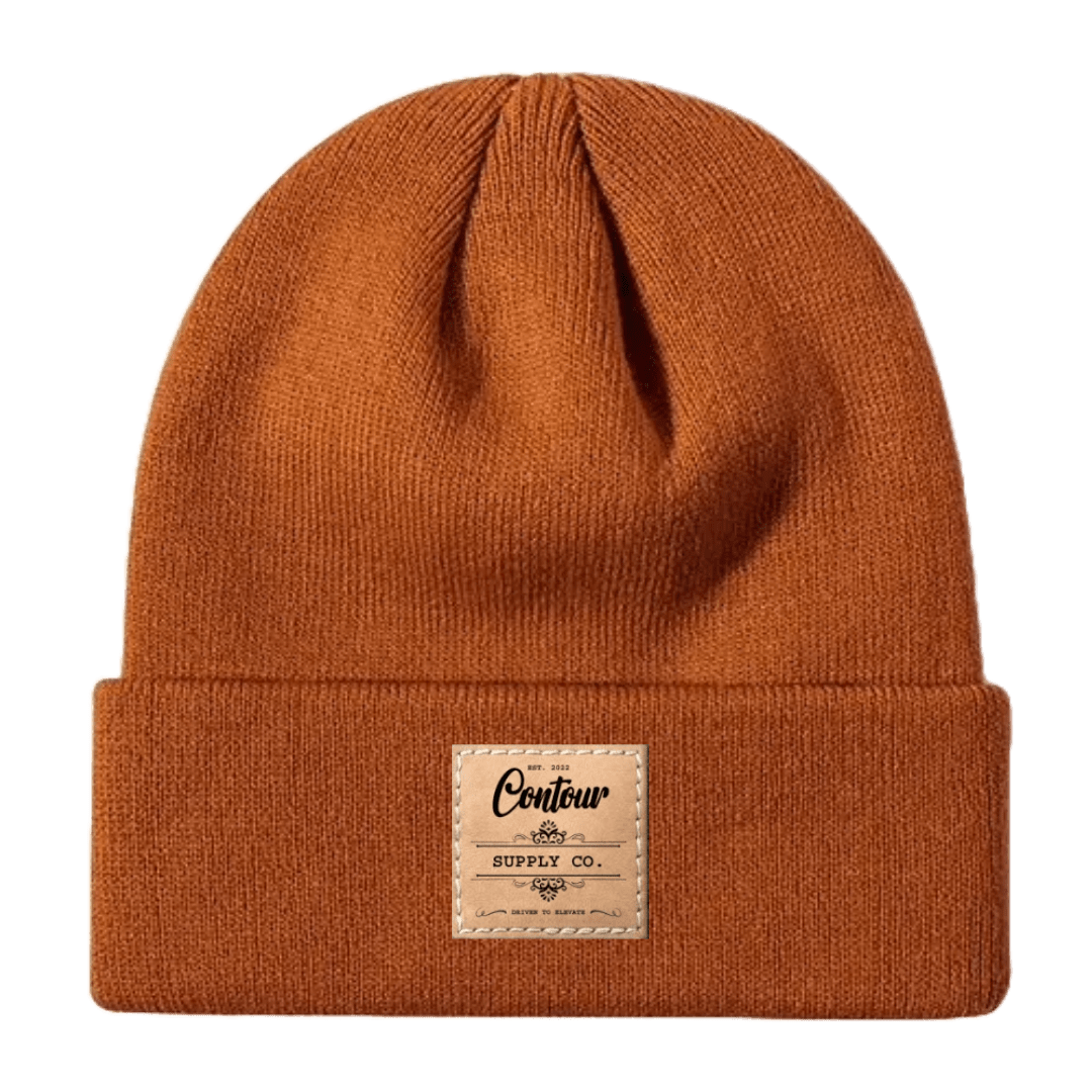 Hats Caramel / One size / Brown Leather Patch Imperial - Knit Beanie