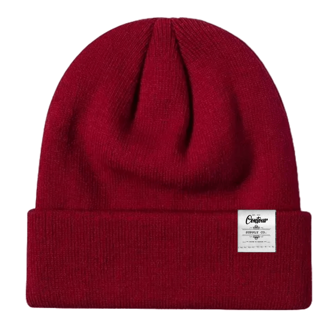 Hats Claret / One size / White Leather Tab Imperial - Knit Beanie