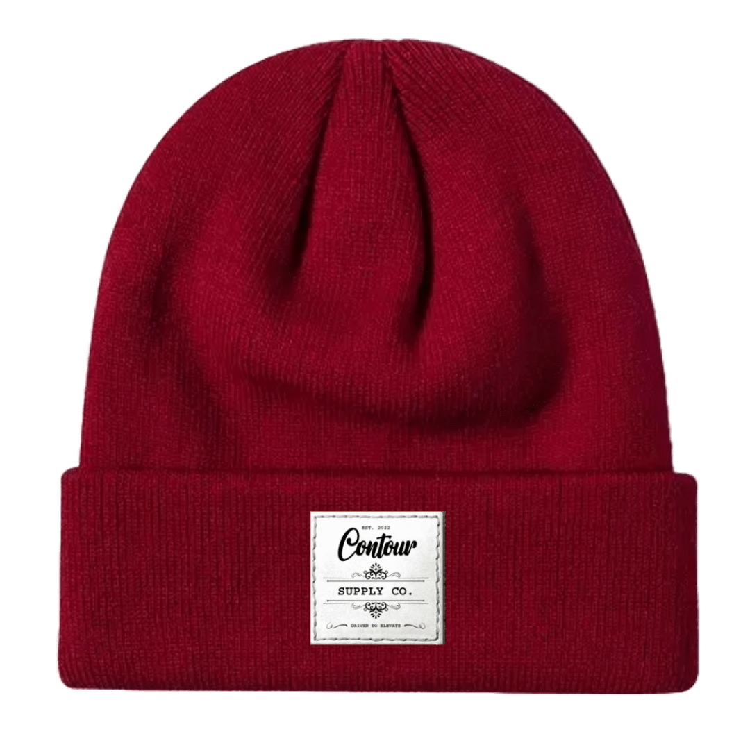 Hats Claret / One size / White Woven Patch Imperial - Knit Beanie