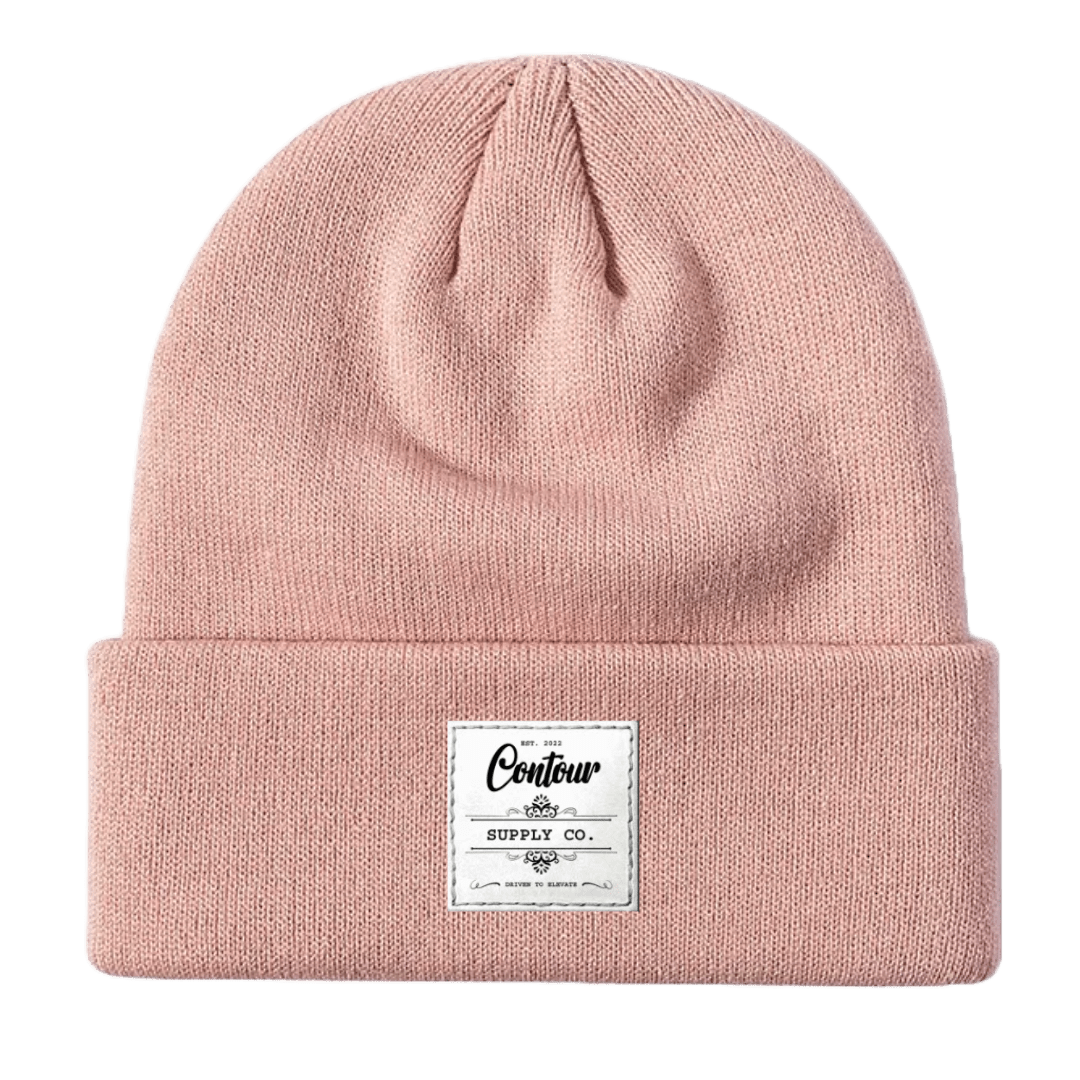 Hats Light Pink / One size / White Leather Patch Imperial - Knit Beanie