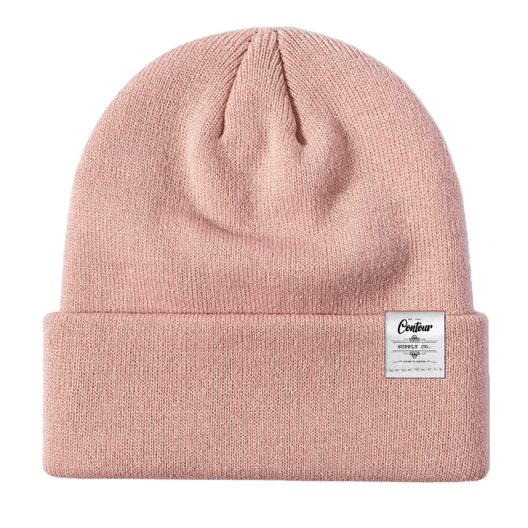 Hats Light Pink / One size / White Leather Tab Imperial - Knit Beanie