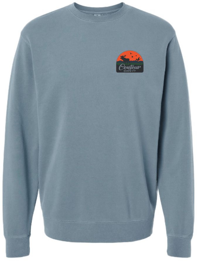 sweatshirts xs / Light Blue / Crest The Back Country - Pigment Dyed Crew Neck