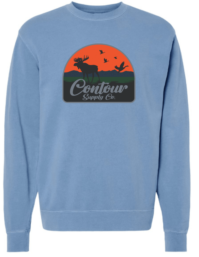 sweatshirts xs / Light Blue / Crest The Back Country - Pigment Dyed Crew Neck