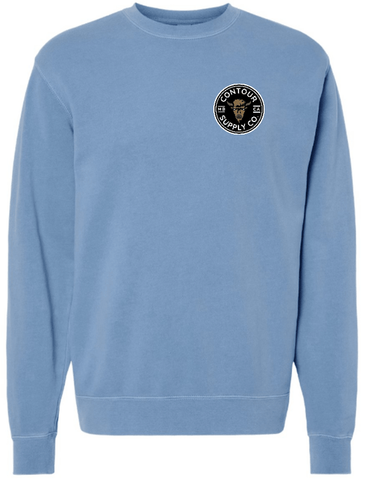 sweatshirts xs / Light Blue / Left Chest Prairie Giants - Embroidered Patch Pigment Dyed Crew Neck