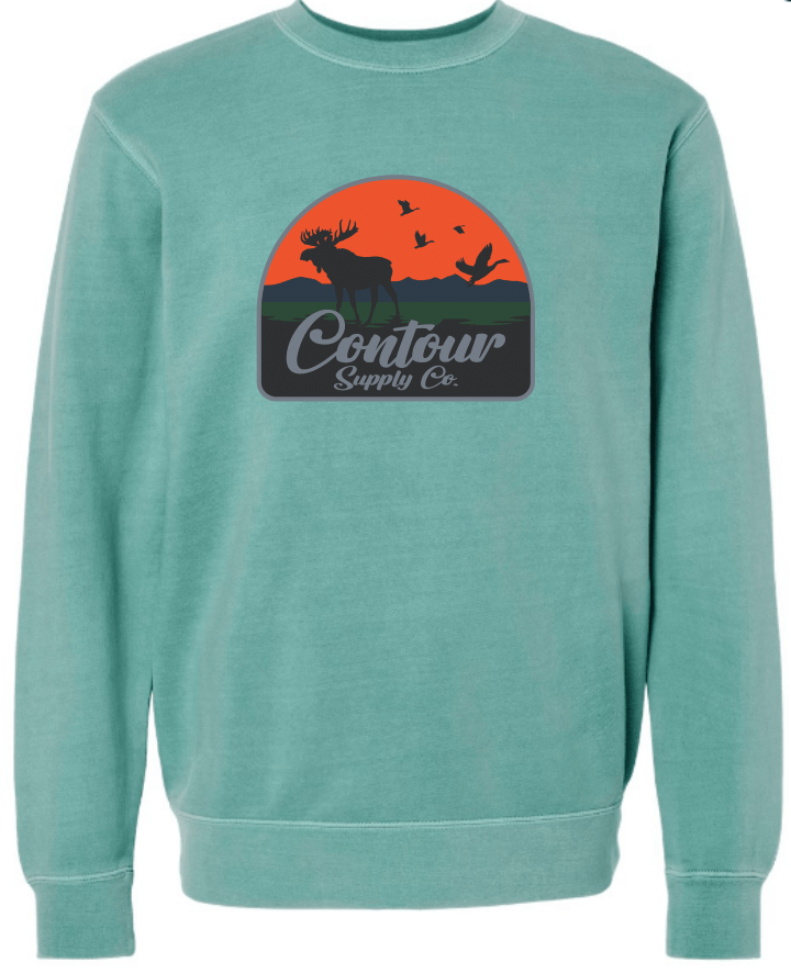 sweatshirts xs / Pink / Crest The Back Country - Pigment Dyed Crew Neck