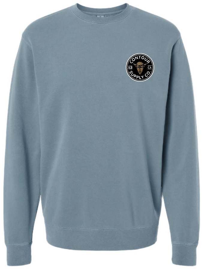 sweatshirts xs / Slate Blue / Left Chest Prairie Giants - Embroidered Patch Pigment Dyed Crew Neck